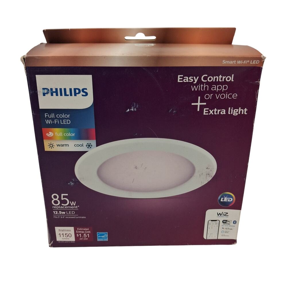 Philips Smart Wi-Fi LED 5/6" Recessed Downlight Kit 85W Full Color WiZ 1150LM